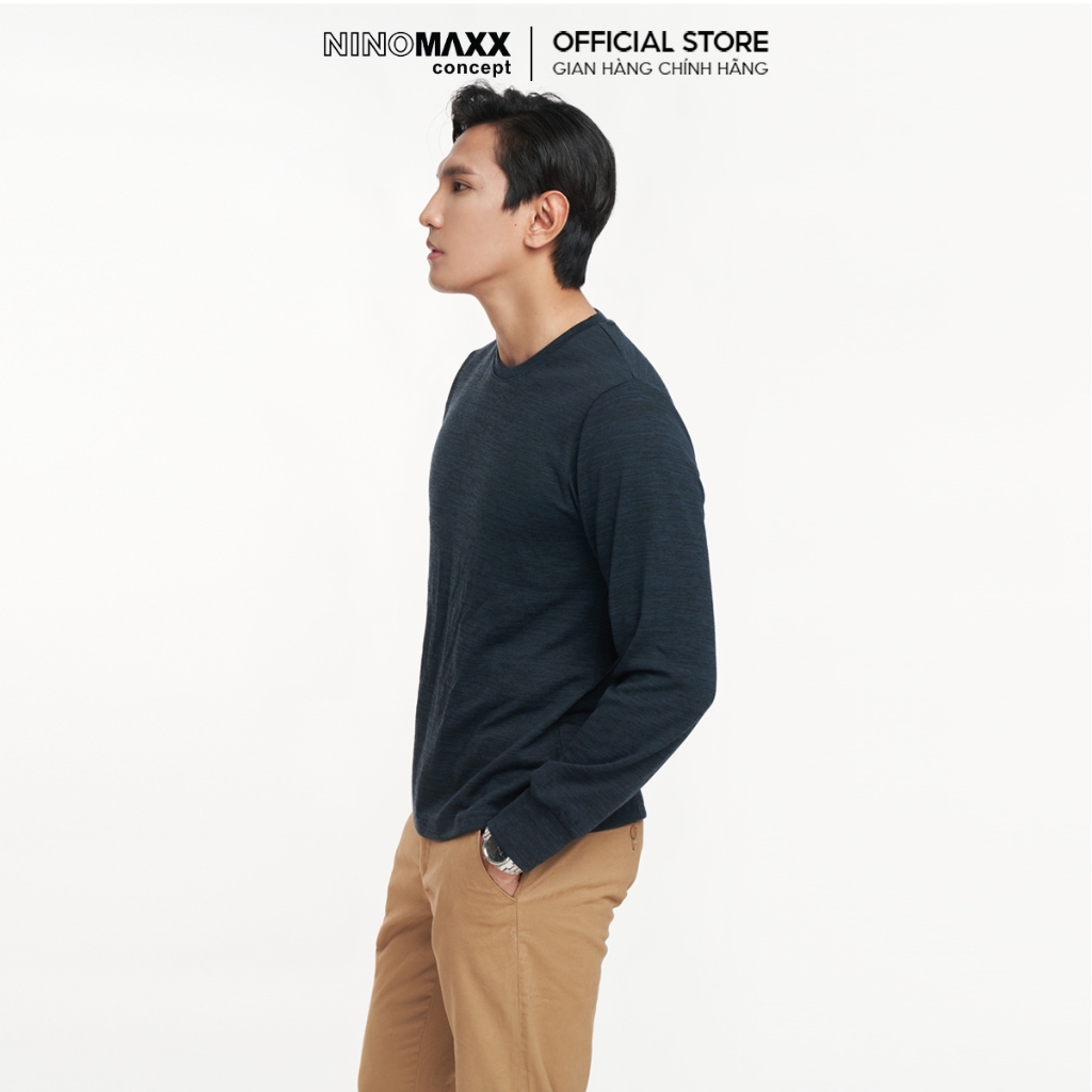 NINOMAXX Áo thun nam Basic tay dài cotton cổ tròn 2308006