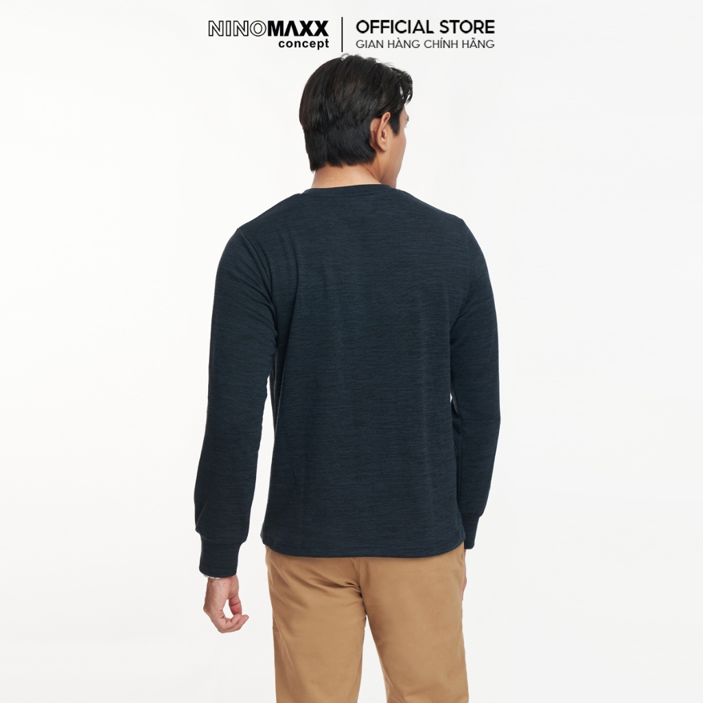 NINOMAXX Áo thun nam Basic tay dài cotton cổ tròn 2308006