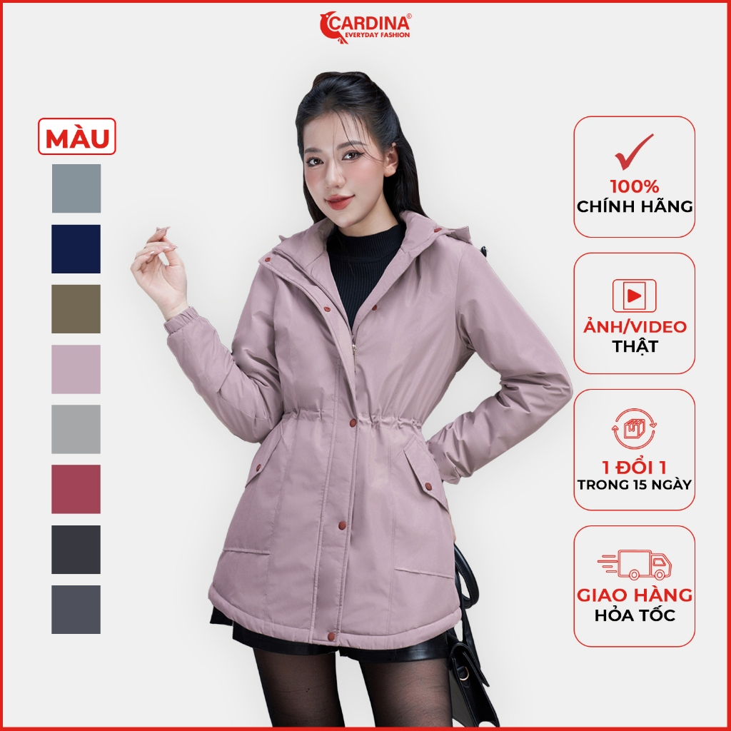 Áo parka nữ CARDINA lót lông cừu cao cấp cản gió giữ nhiệt phom ôm vừa trẻ trung năng động 3PKF01