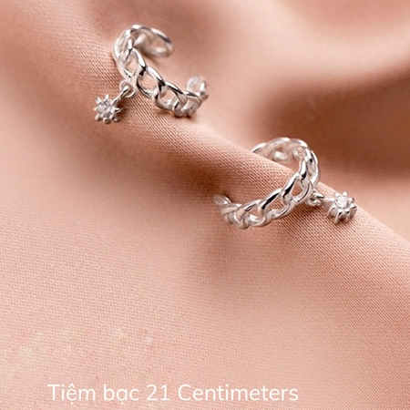Bông tai bạc Tiệm bạc 21 Centimeters Kẹp The Sun (Bán theo chiếc)