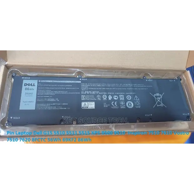 ⚡️ Pin Laptop Dell G15 5510 5511 5515 XPS 9500 9510  Inspiron 7510 7610 Vostro 7510 7620 8FCTC 56Wh 69KF2 86Wh