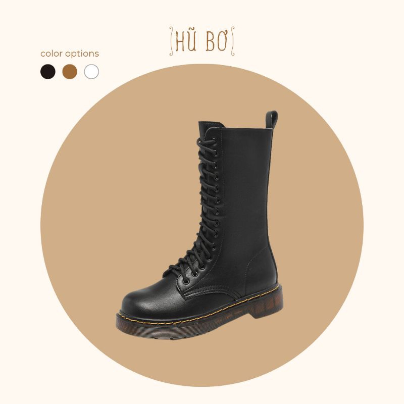 Combat boots 14 lỗ xỏ - Boots da bò nữ ( genuine leather)