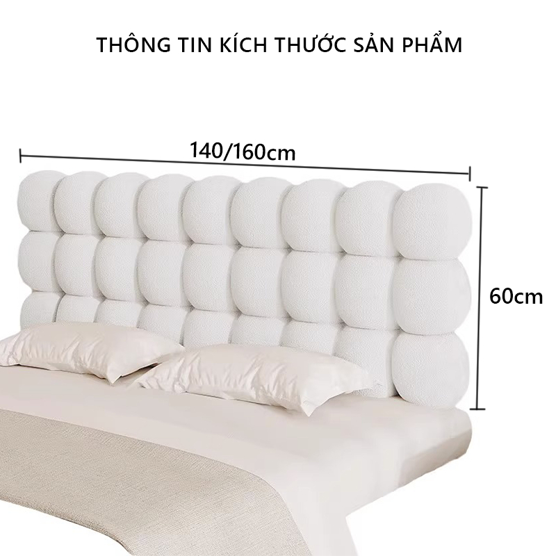 Đệm đầu giường tựa lưng vải lông cừu decor phòng ngủ hình đám mây CLOUDLY 1m6- GC39