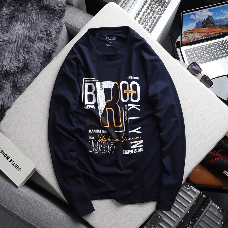 Áo Thun Nam Dài Tay Cổ Tròn Vải Cotton In Chữ Brooklyn Đẹp, Có Big Size AO.140