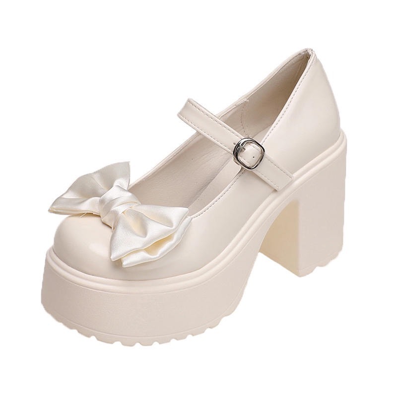 Giày búp bê lolita nữ  thắt nơ độn đế đúp 9cm siêu sang