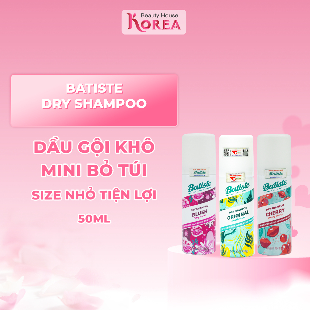 Dầu Gội Khô Batiste Dry Shampoo Hết Ngứa, Hết Bết Dính Tóc Bồng Bềnh Bóng Mượt Tức Thì Lưu Hương Thơm Mát