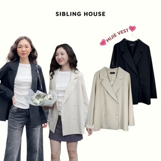 Áo vest nữ tay dài form rộng thiết kế nút bọc Mijie Vest - Sibling House