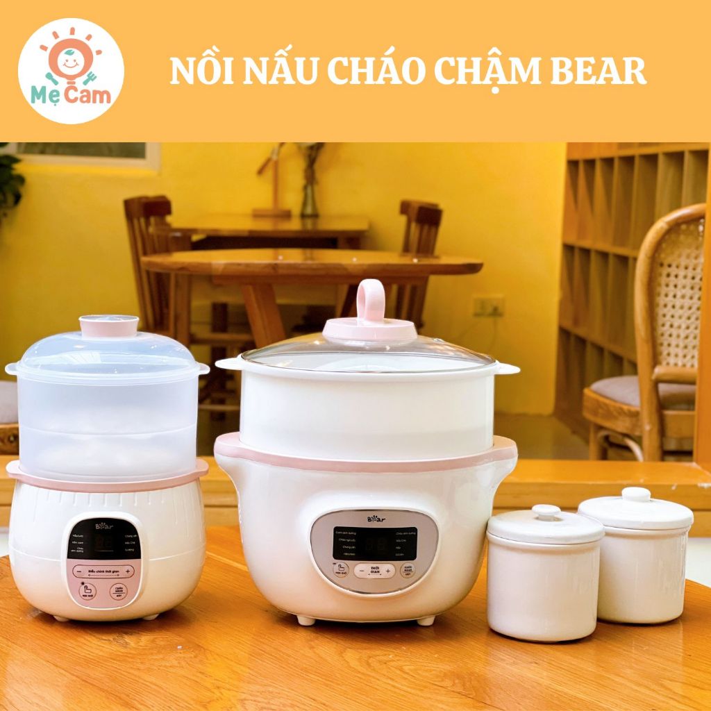 Nồi nấu cháo chậm nồi ninh hầm đa năng Bear 0.8L 1.6L bản tiếng Việt bảo hành 18 tháng