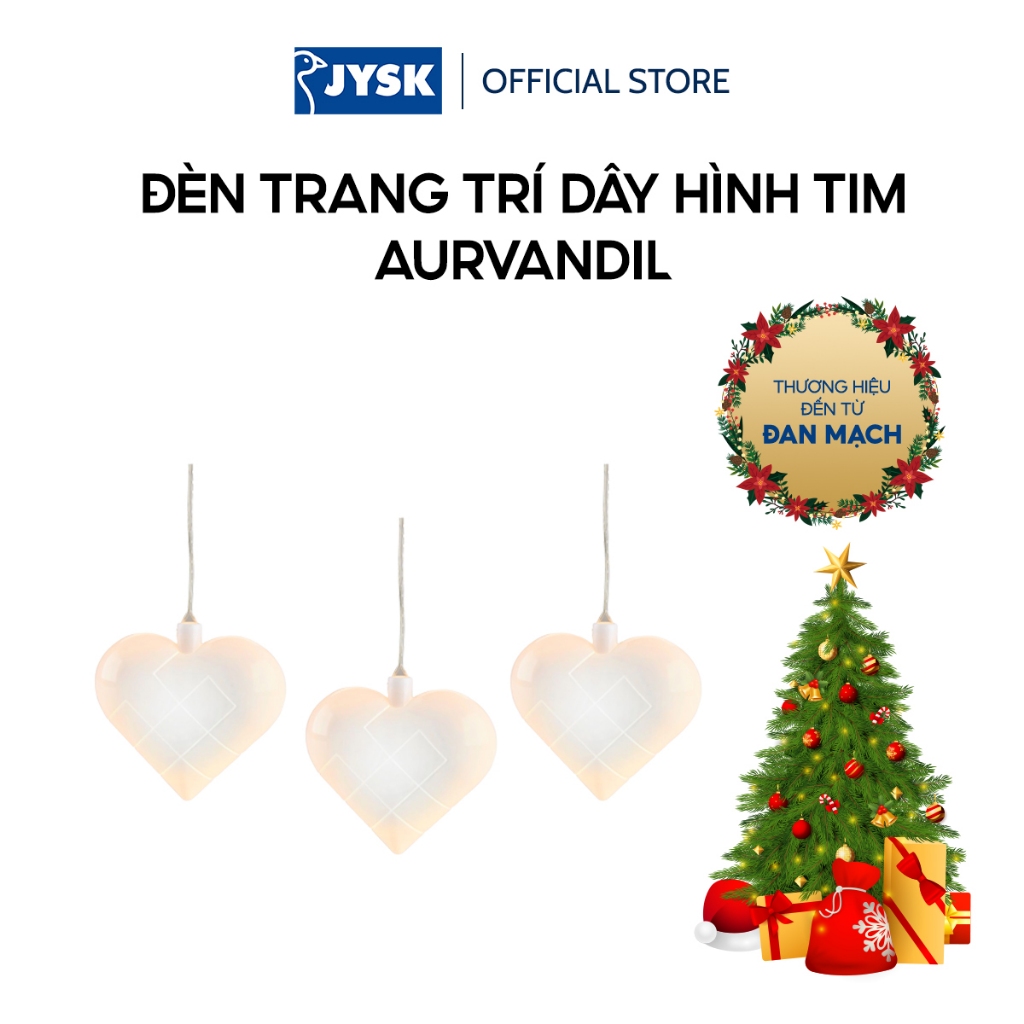 Đèn trang trí dây hình tim | JYSK Aurvandil | PVC | trắng | R4xD11XC11cm