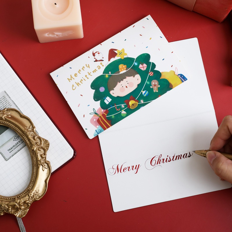 Thiệp Chúc Mừng Giáng Sinh Họa Tiết Noel Đáng Yêu - Có Kèm Phong Bì Giấy