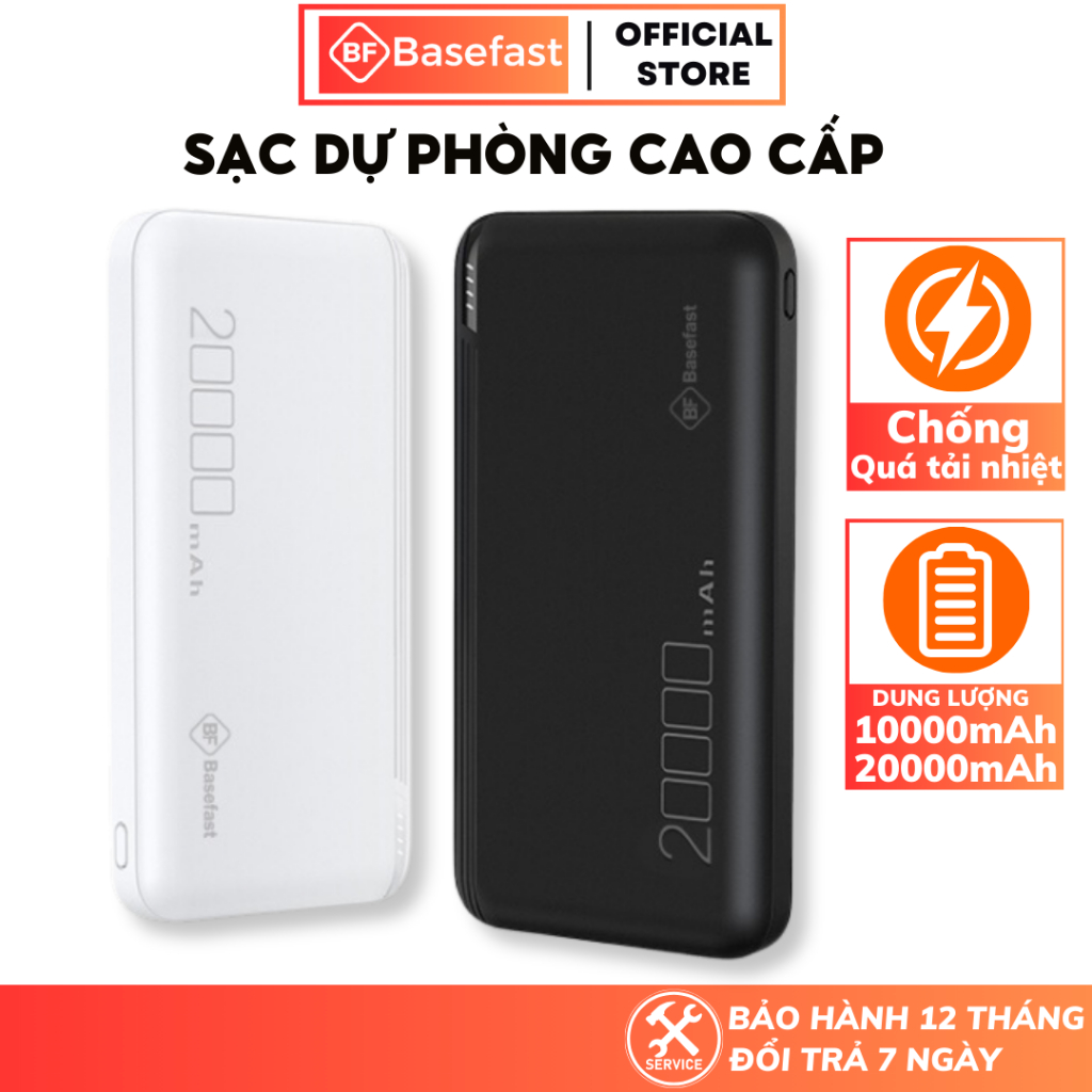 Sạc dự phòng 20000mAh Basefast Pin công nghệ chống cháy nổ thiết kế gọn nhẹ dùng cho lP Samsung