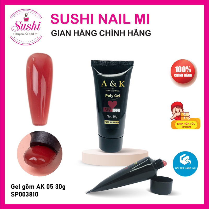 Gel gôm A&K nối móng úp siêu nhanh, siêu bền đẹp tuýp 30ml - Sushi nail mi