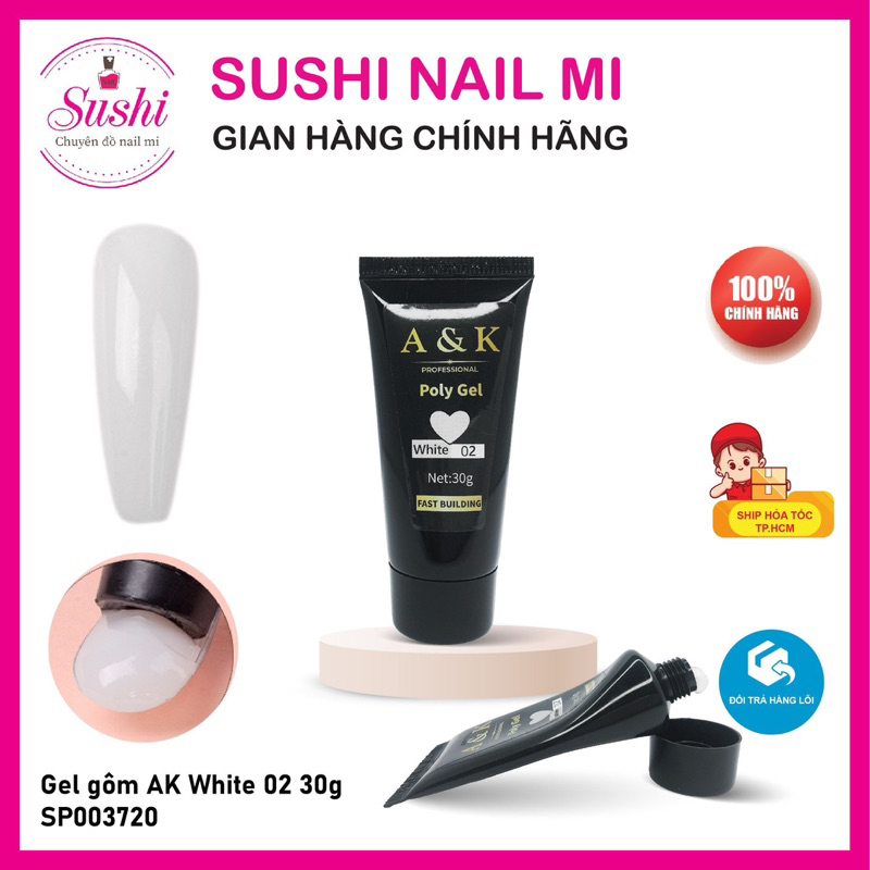 Gel gôm A&K nối móng úp siêu nhanh, siêu bền đẹp tuýp 30ml - Sushi nail mi
