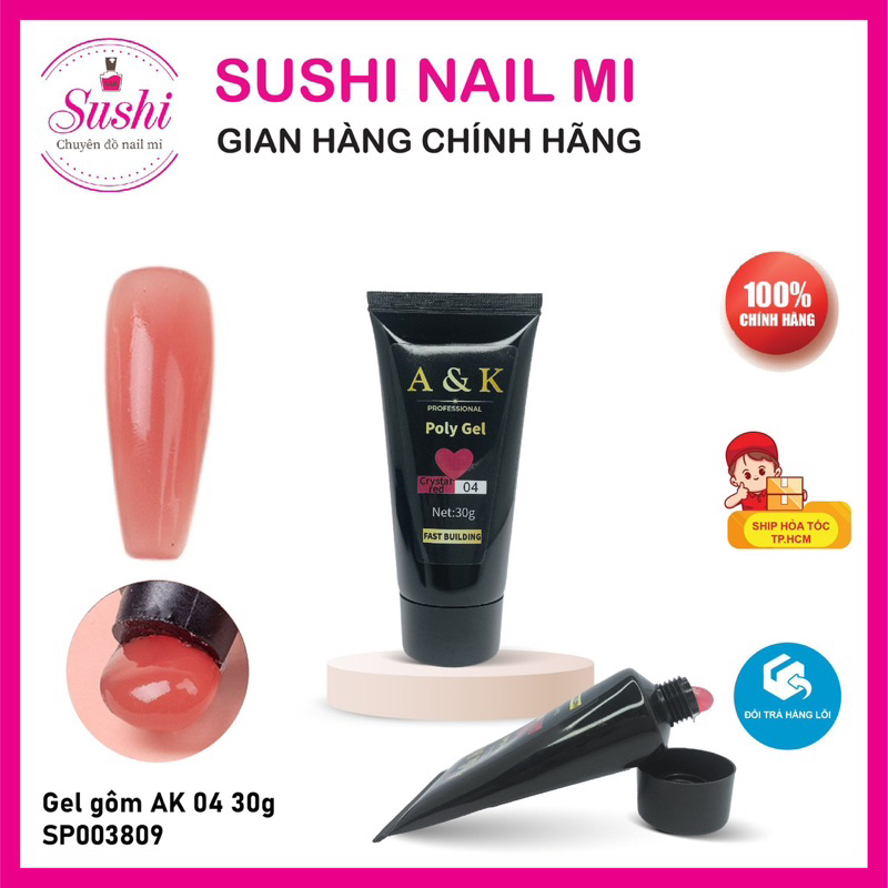 Gel gôm A&K nối móng úp siêu nhanh, siêu bền đẹp tuýp 30ml - Sushi nail mi