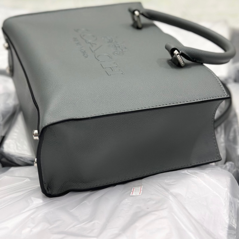 Túi Coach Tote canvas detail màu xám tây