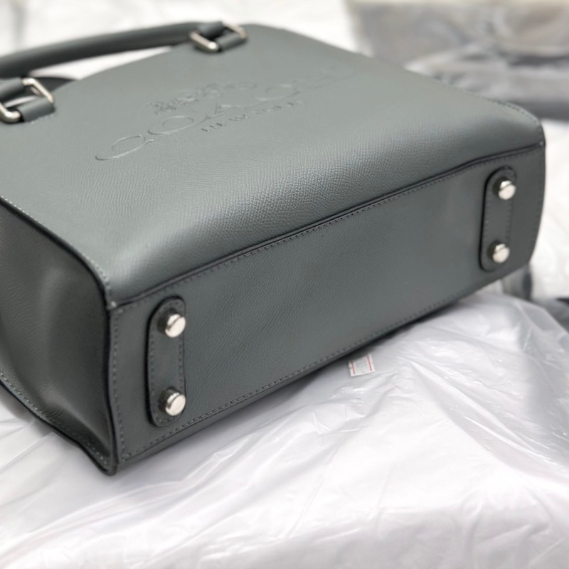 Túi Coach Tote canvas detail màu xám tây