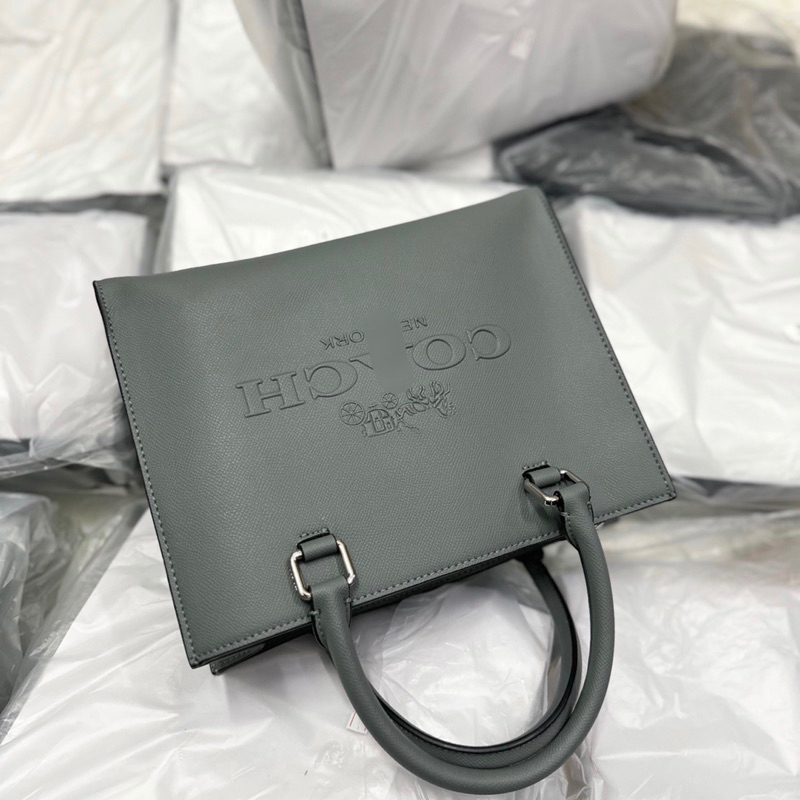 Túi Coach Tote canvas detail màu xám tây