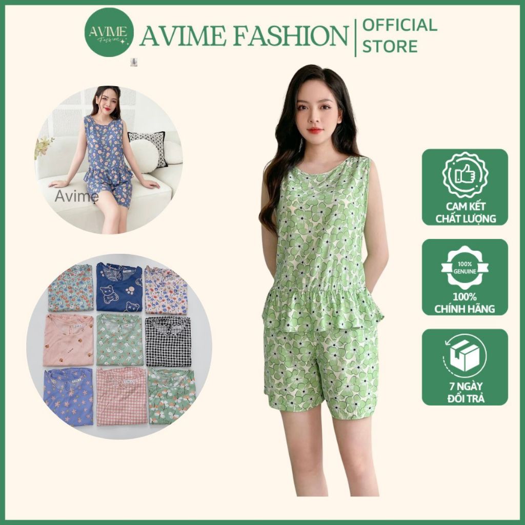 Đồ Lanh Nữ Quần Đùi Áo Sát Nách Nhiều Màu, Họa Tiết Hoa Siêu Xinh- Bộ Lanh Mặc Hè Mát Mịn-Avime Fashion