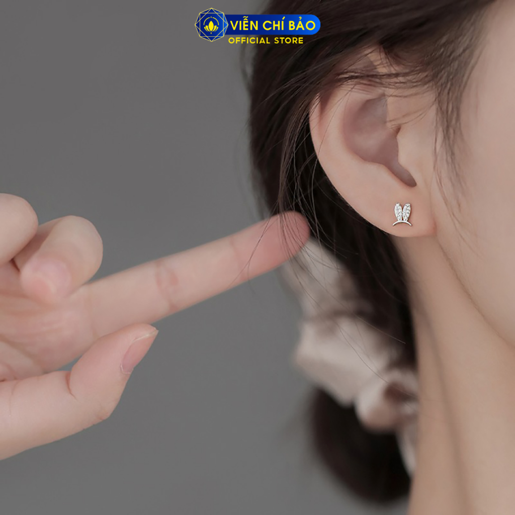 Bông tai bạc nữ đôi tai rabbit bạc 925 - Viễn Chí Bảo B400881