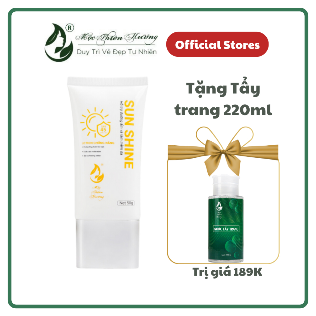Kem Chống Nắng Nâng Tone, Kiềm Dầu Nhìn, Căng Bóng, Trắng Hồng Sun Shine 50g Mộc Thiên Hương SPF45+/PA+++