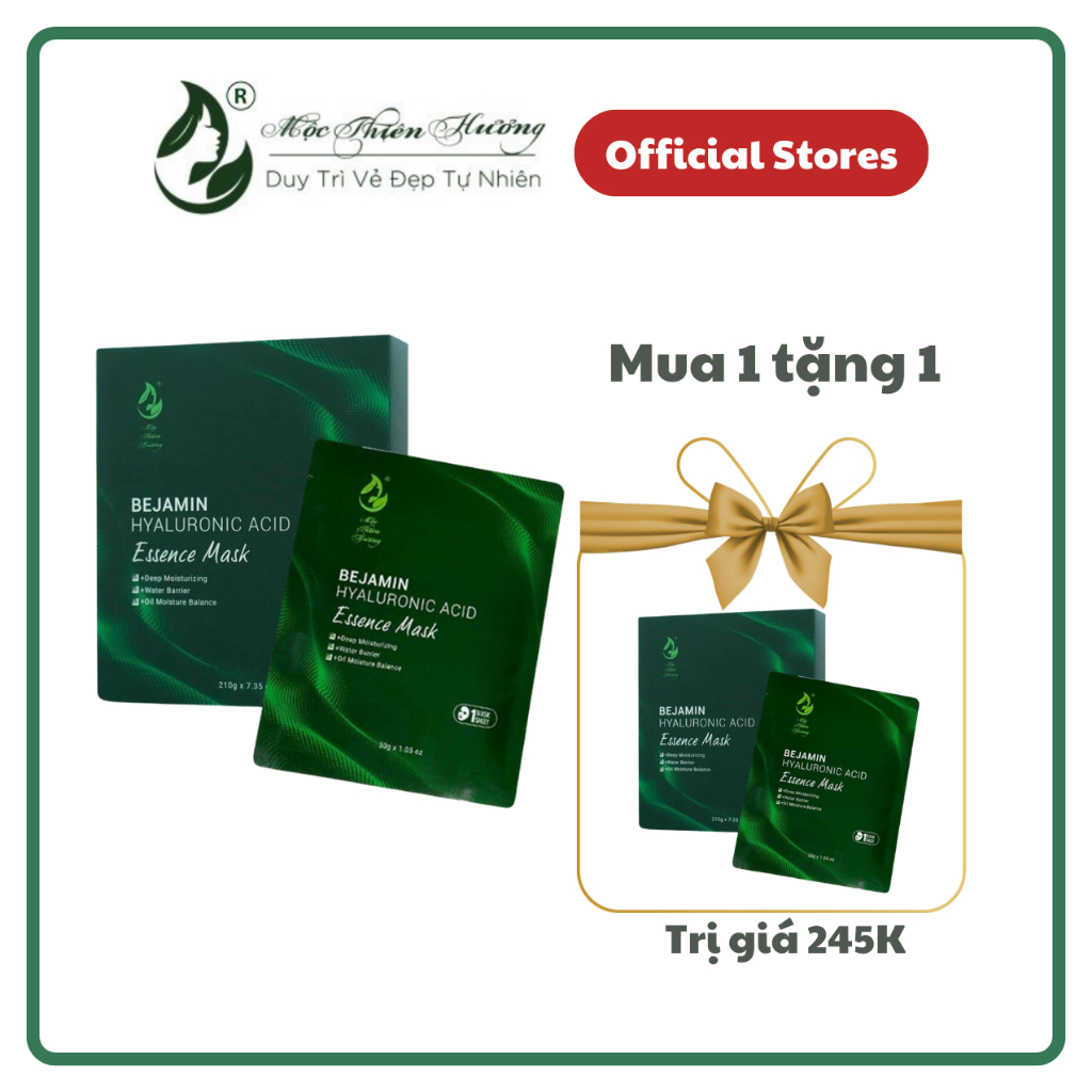 Mặt Nạ Bejamin Trắng Da, Thải Độc, Phục Hồi, Cấp Ẩm HA+ Mộc Thiên Hương