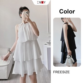 Đầm cổ yếm xếp tầng envy d268 có lót trong