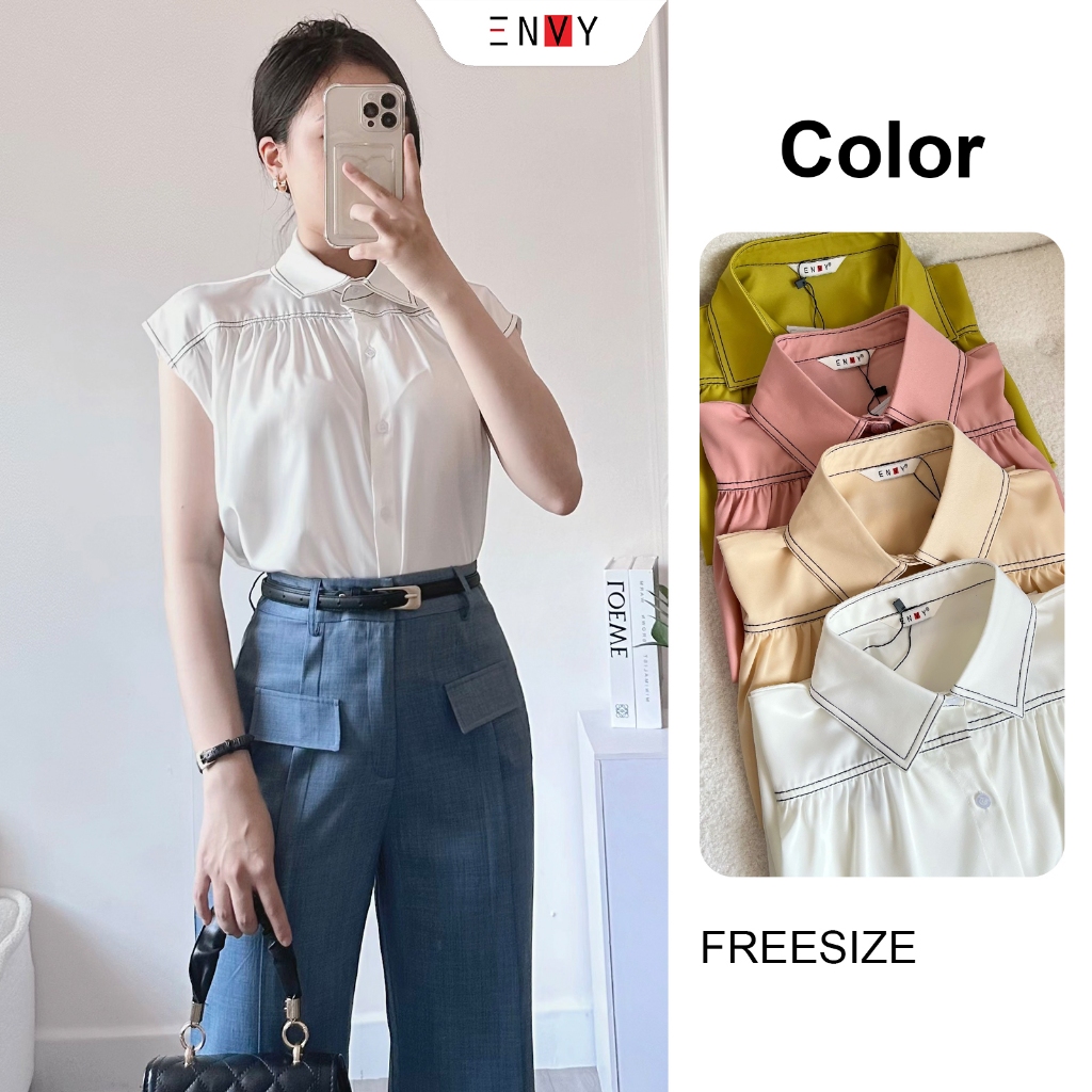 Áo Sơ Mi Tay Ngắn Nữ Chạy Viền ENVY S236