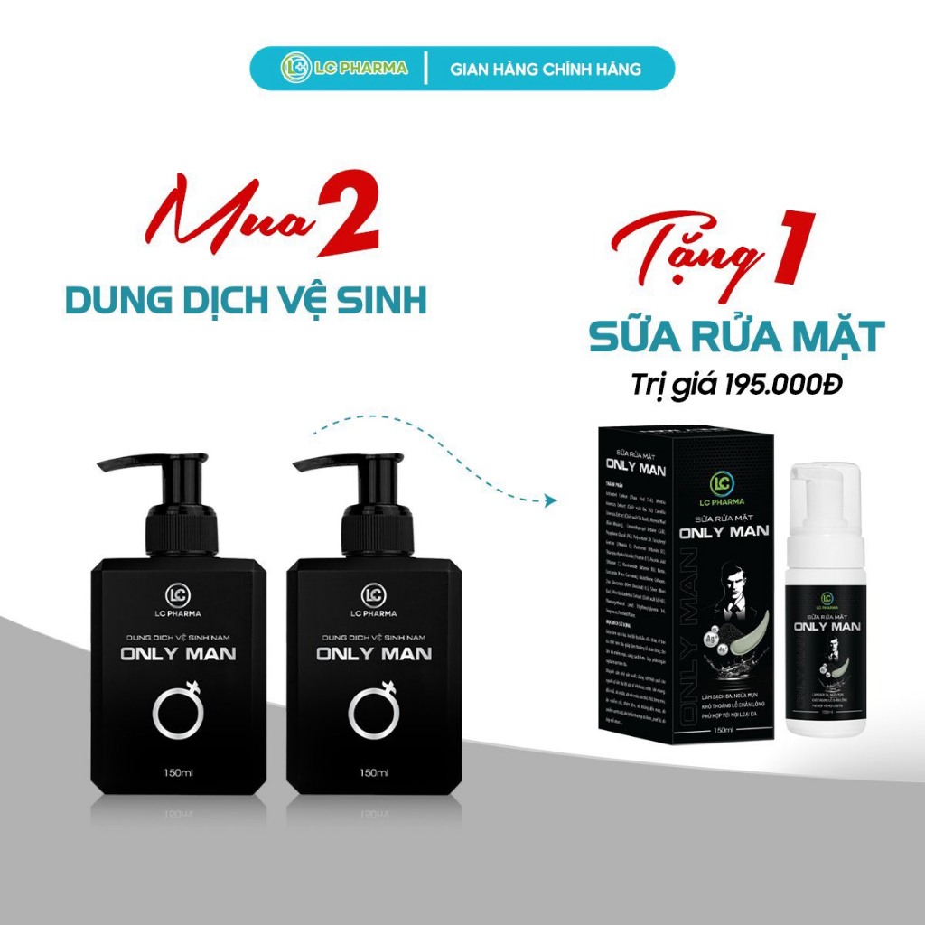[Combo] 2 dung dịch vệ sinh kháng khuẩn khử mùi ONLY MAN - LC PHARMA tặng sửa rửa mặt