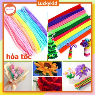 Kẽm nhung, kẽm nhung làm hoa, loại 1, lông dày, màu pastel bó 100, 50, 20 sợi Luckykid