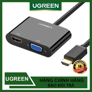 Bộ Chuyển HDMI Ra VGA&HDMI Ugreen 40744 cao cấp Kèm cổng audio - Hàng Chính Hãng