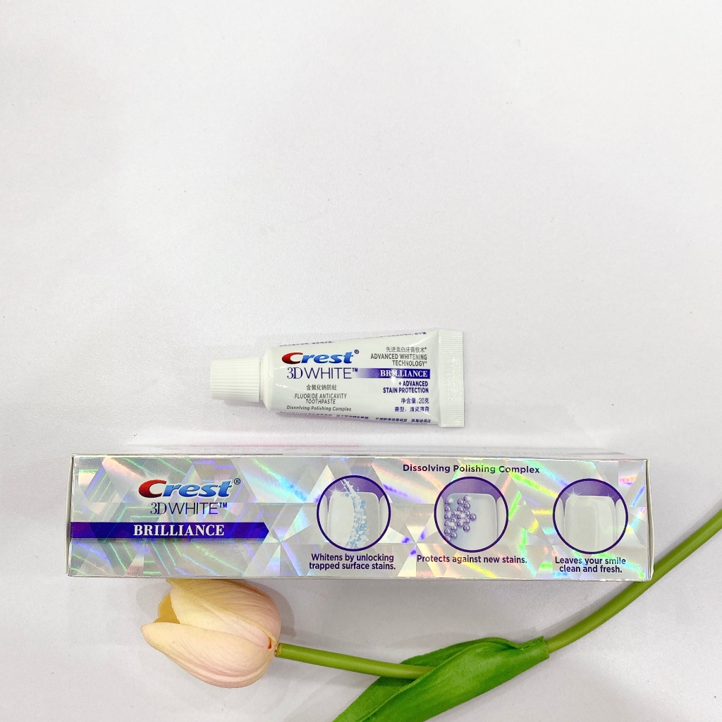 Kem Đánh Răng Crest 3D White Brilliance Advance Stain Protection Trắng Sáng Răng, Bản Trung