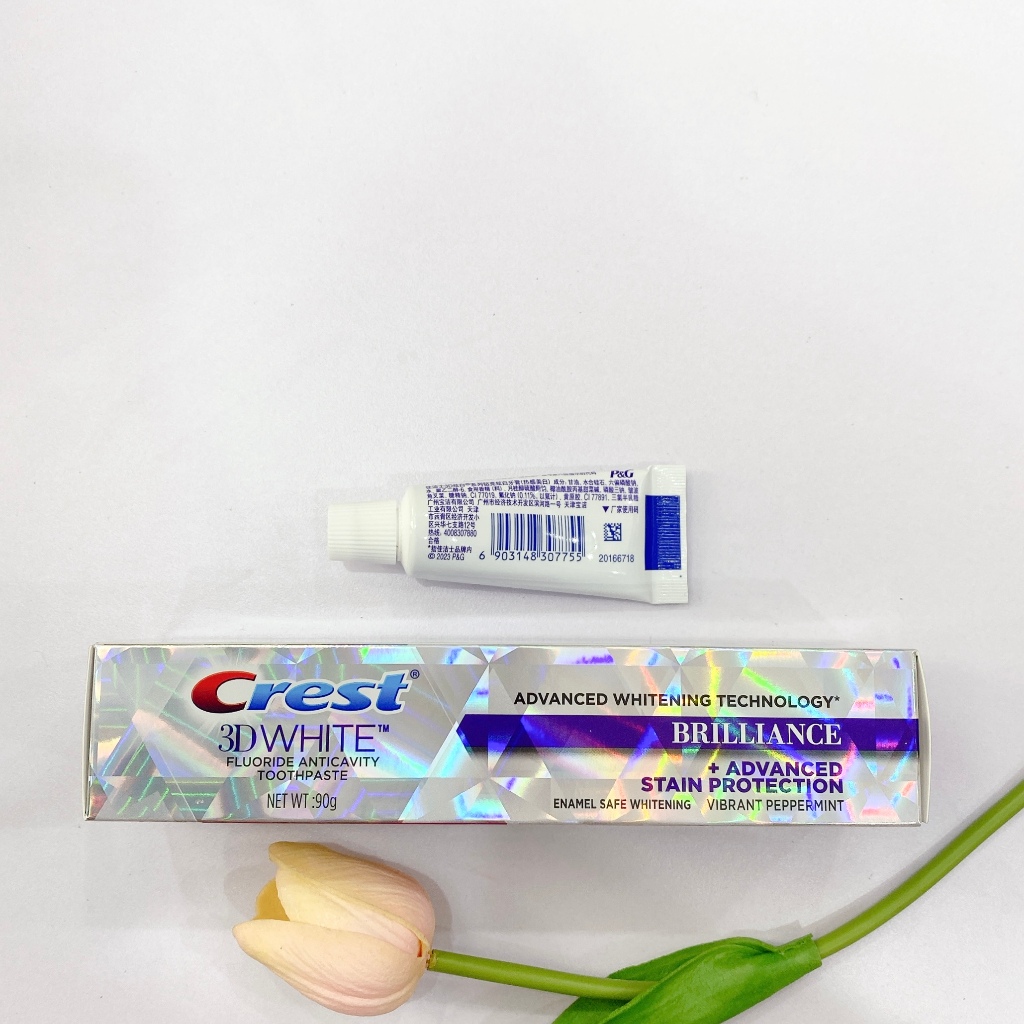 Kem Đánh Răng Crest 3D White Brilliance Advance Stain Protection Trắng Sáng Răng, Bản Trung