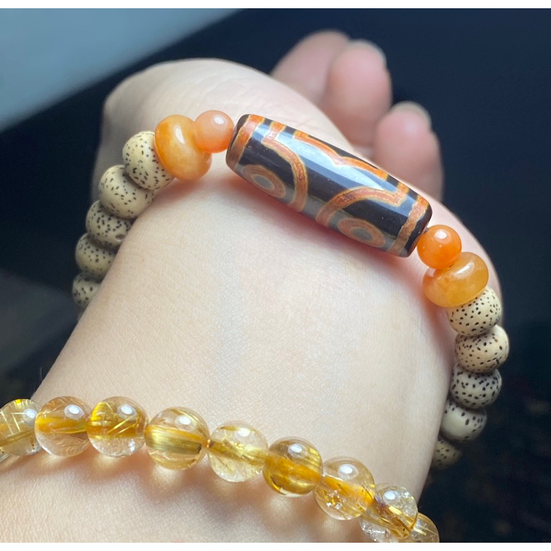 Dzi 3 mắt mix hạt bồ đề 7li