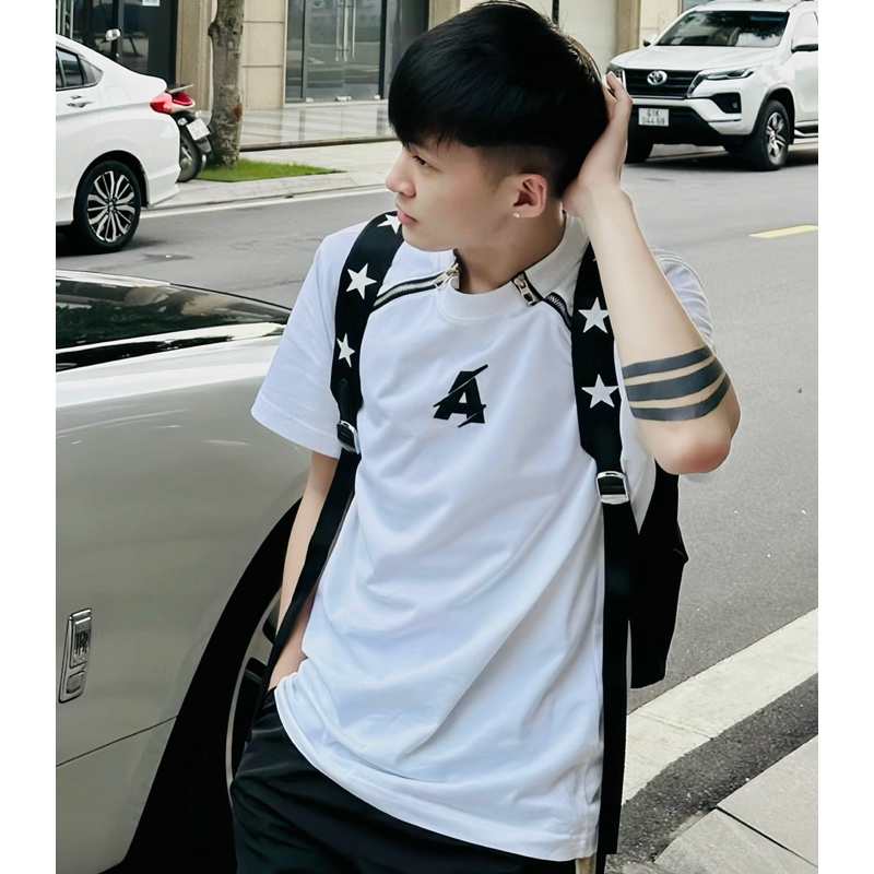 🔥 Áo Phông Nam ATN Thêu Chữ A Siêu Hot - Áo Thun Nam Nữ Phối Khoá Viền Vai Cao Cấp Hot