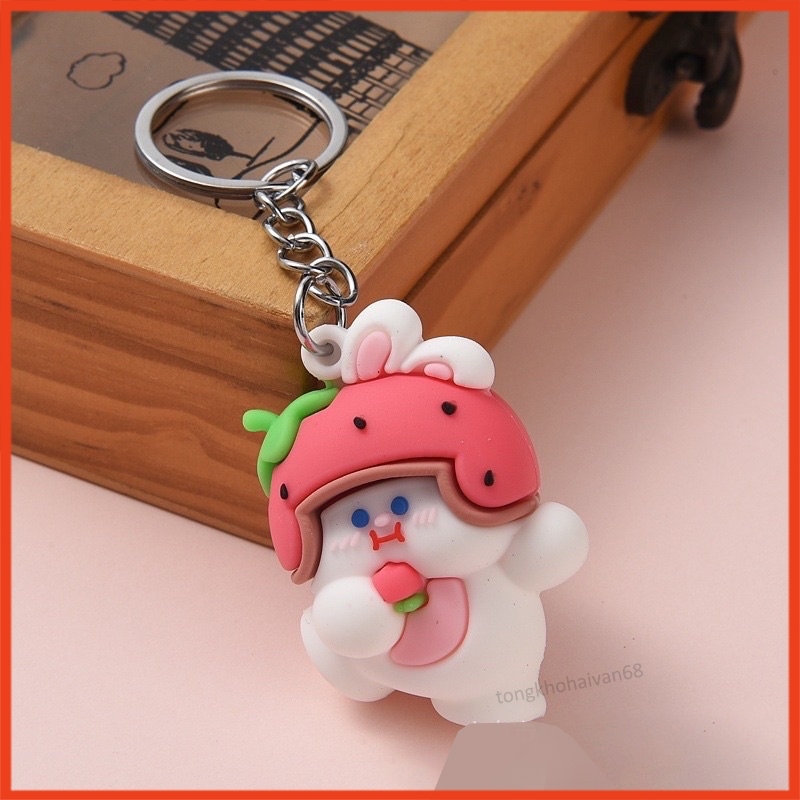 Móc Khoá Chú Thỏ Cosplay Hoa Quả Hình Chú Thỏ Béo thiết kế dễ thương tiện dụng