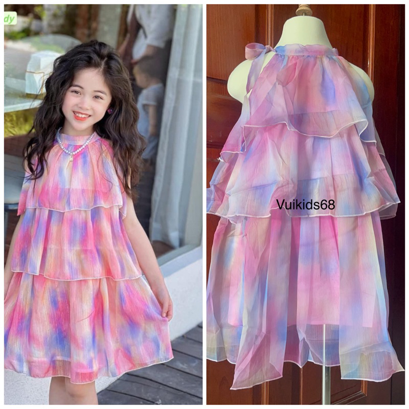 (Ảnh thật) Maxi đổi màu cực lạ bé gái. Đầm Váy đi biển cho bé tơ xước mềm mượt nhẹ tênh bé gái 10-40kg Sofia Candy
