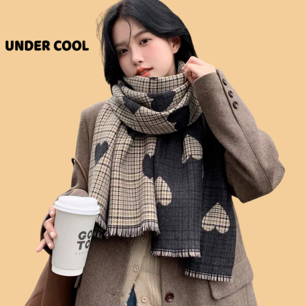 Khăn Choàng Dạ Nữ UNDERCOOL Kẻ Caro Tim 2 Màu KC02