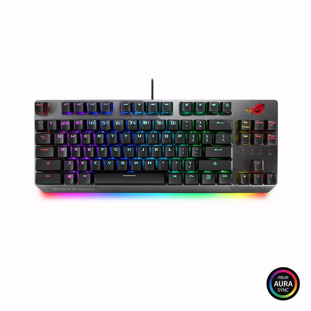 Bàn phím quang cơ gaming ASUS ROG STRIX SCOPE bản TKL, Cherry MX Switch RED/ BLUE, đệm tay công thái học