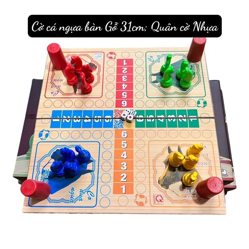 Bộ cờ cá ngựa bàn gỗ cỡ lớn 41cm, 37cm, 31cm hàng Việt Nam