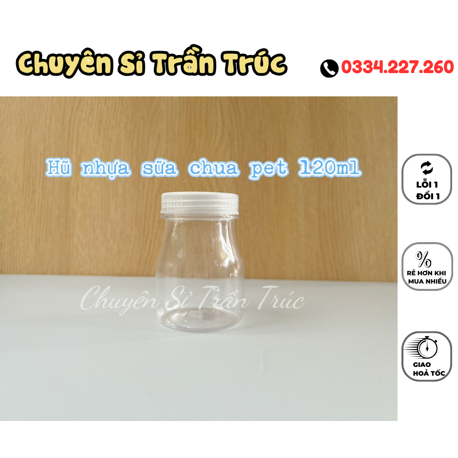 [HÀNG SẴN]Set 70 Hủ nhựa sữa chua PET 120ml, Hộp Đựng sữa, hũ nhựa pet dung tích 120ml  (không chịu nhiệt cao)-trần trúc