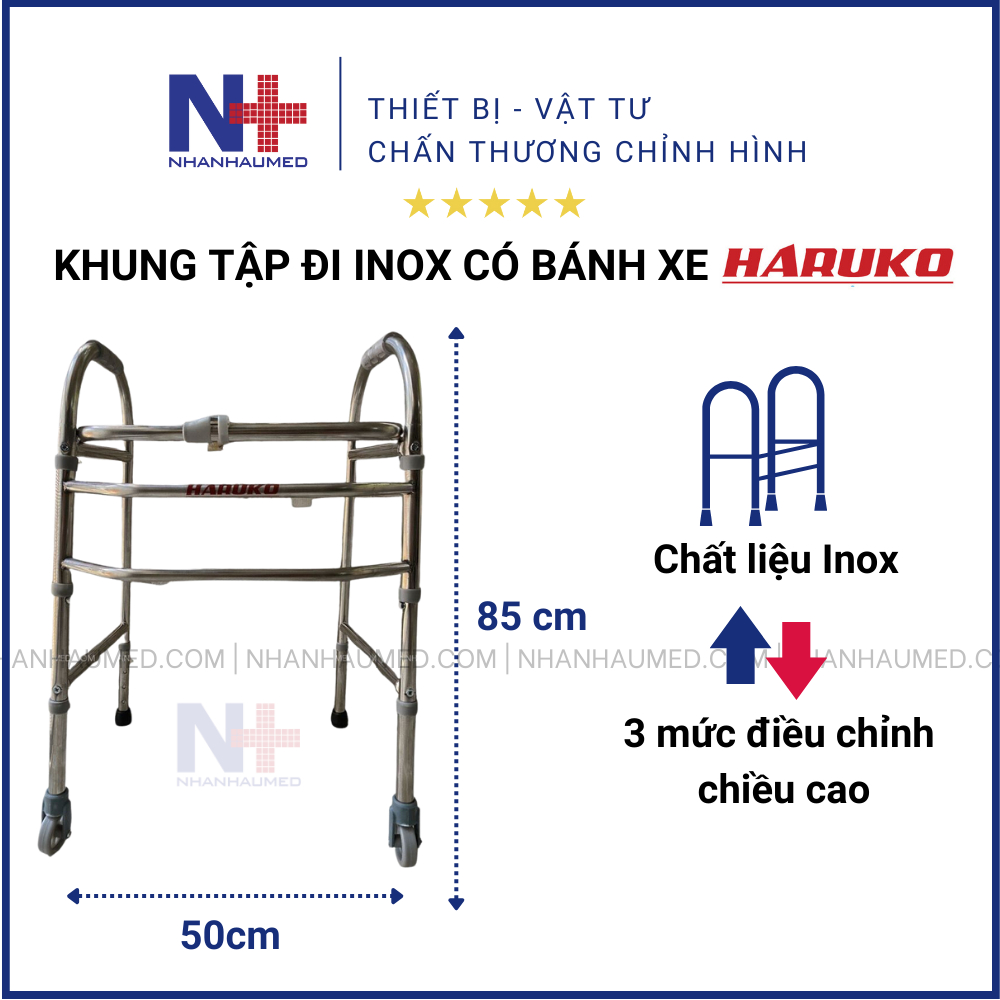Khung Tập Đi Cho Người Già, Khung Tập Đi Inox Có Bánh Xe Dành Cho Người Già Người Khuyết Tật Tai Biến