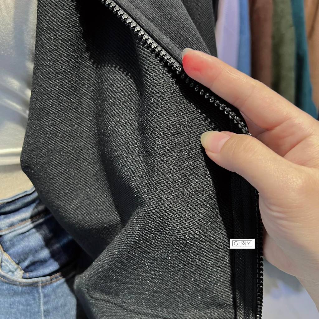 Áo khoác Hoodie Zip thun CC Alina TL-09 Trendy | Chống Nắng, Có Túi Trong, Nón Rộng Form Rộng chuẩn Ulza | GinHouse Shop
