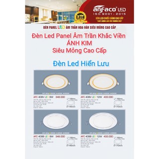Đèn led âm trần viền vàng, viền bạc anfaco afc 409-9w/12w - bảo hành 3 năm chính hãng