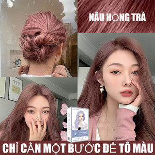  Thuốc nhuộm tóc màu NÂU HỒNG TRÀ thuốc nhuộm tóc không cần tẩy kem nhuộm tóc tại nhàSTYLE FIT tặng kèm dụng cụ 