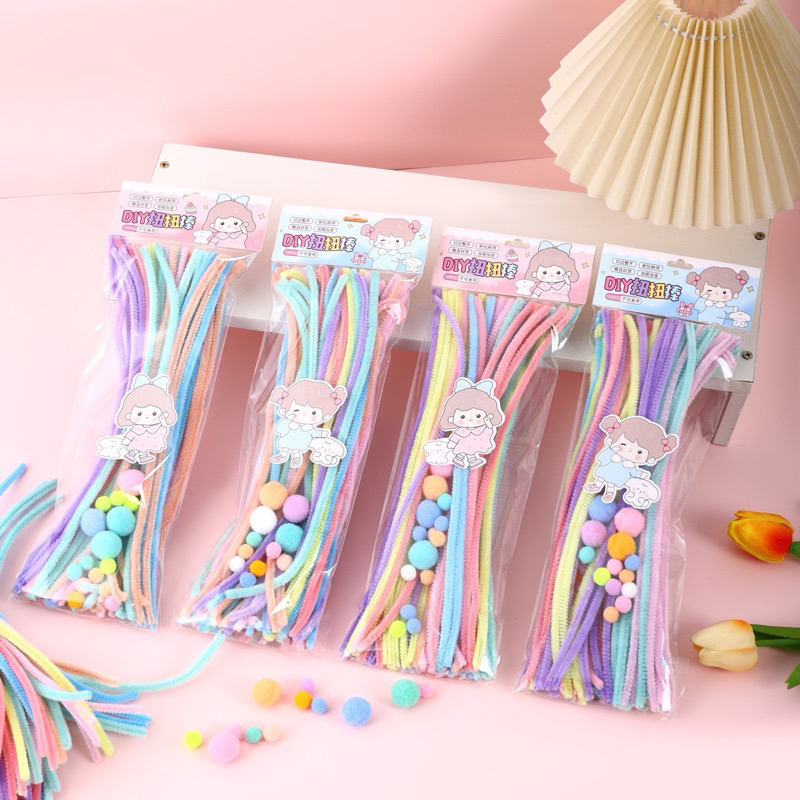 Set 95-100 cây kẽm nhung tông màu macaron làm hoa, đồ trang trí bắt mắt