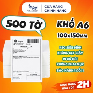 Giấy in nhiệt a6 100x150mm tệp 500 tờ loại dày.giấy in bill khổ a6 tệp 500 tờ in đơn shopee