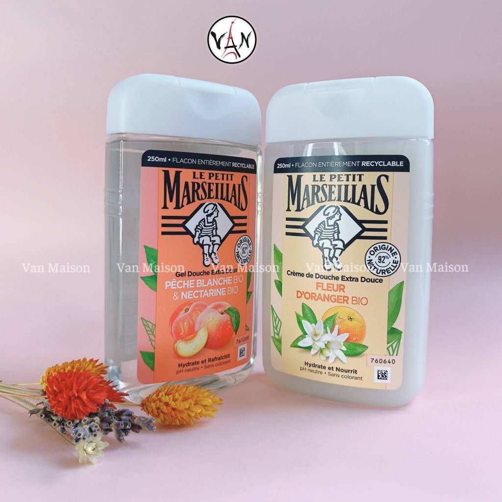 Sữa tắm le petit marseillais hương đào, cam  thành phần tự nhiên 250ml - Hàng Pháp