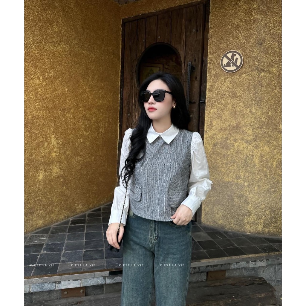 ÁO SƠ MI DẠ PHỐI 2 LỚP