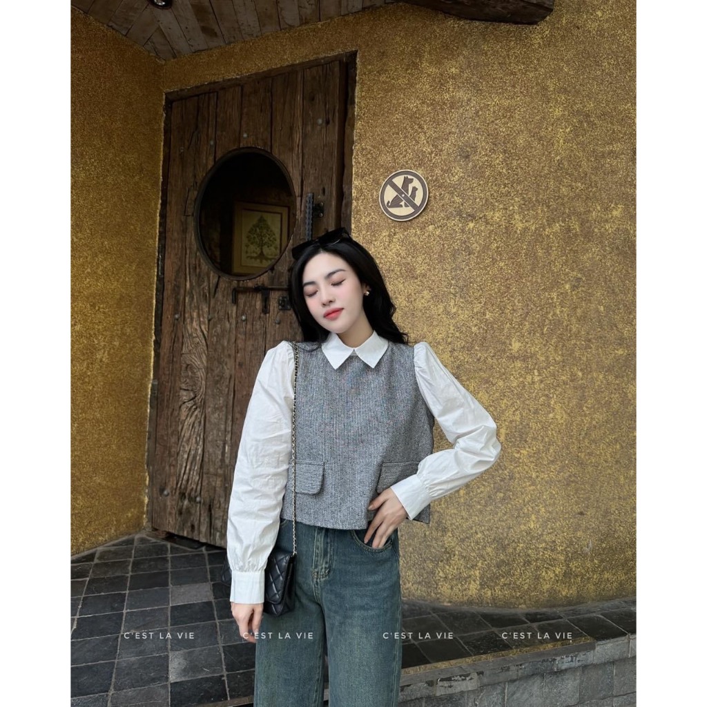 ÁO SƠ MI DẠ PHỐI 2 LỚP