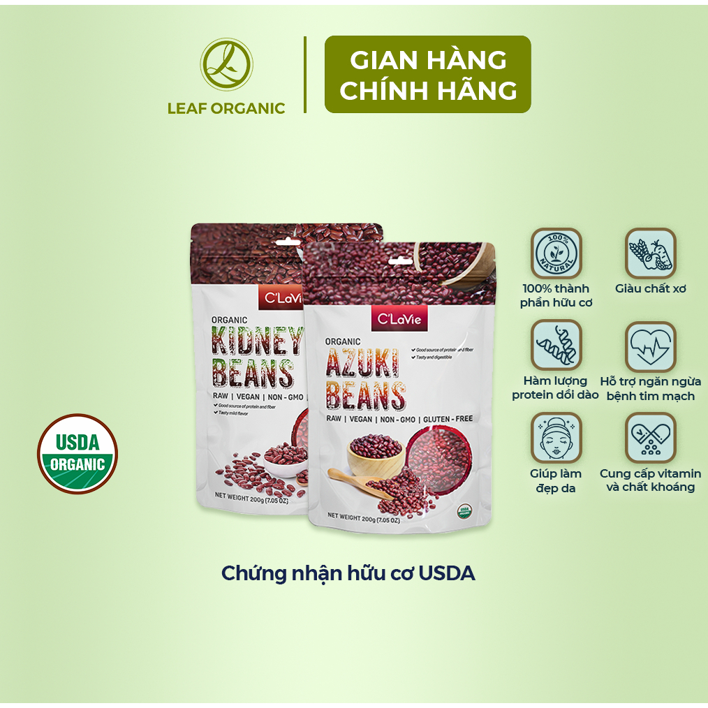 Đậu đỏ azuki, kidney hữu cơ C'LaVie 200g